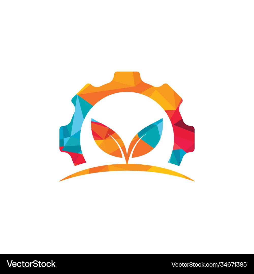 Gear leaf logo design Royalty Free Vector Image