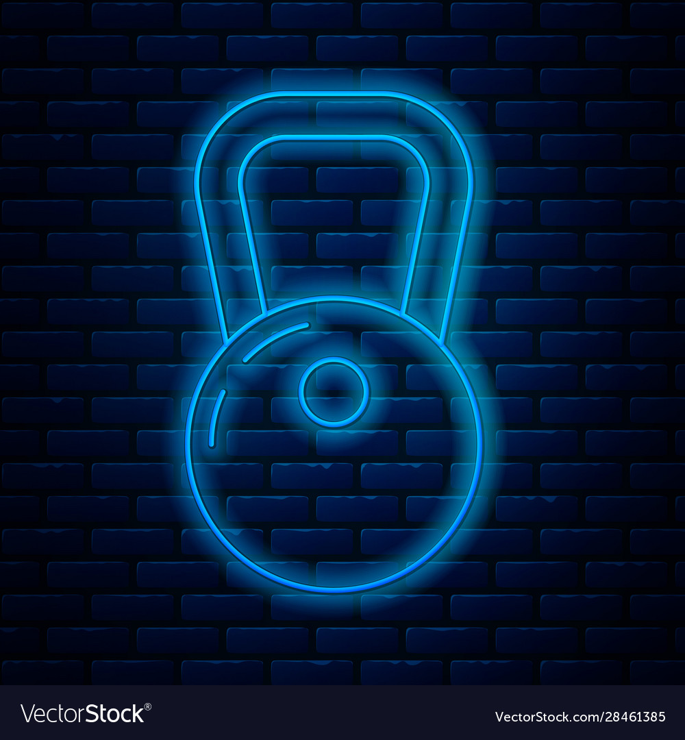 Glowing neon line kettlebell icon isolated Vector Image