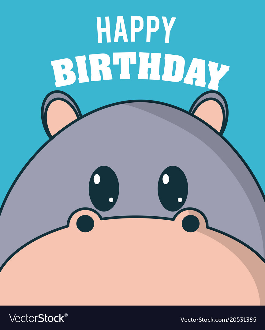 hippo cute birthday card royalty free vector image
