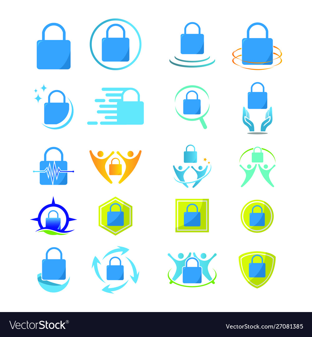 Lock logotype design concept emblem isolated Vector Image