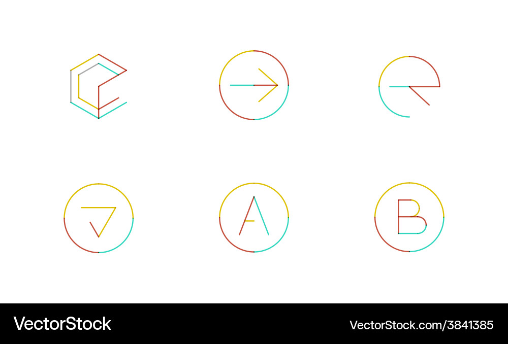 Logo set thin line clean style Royalty Free Vector Image