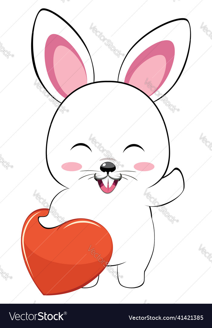 White Bunny With Heart Royalty Free Vector Image