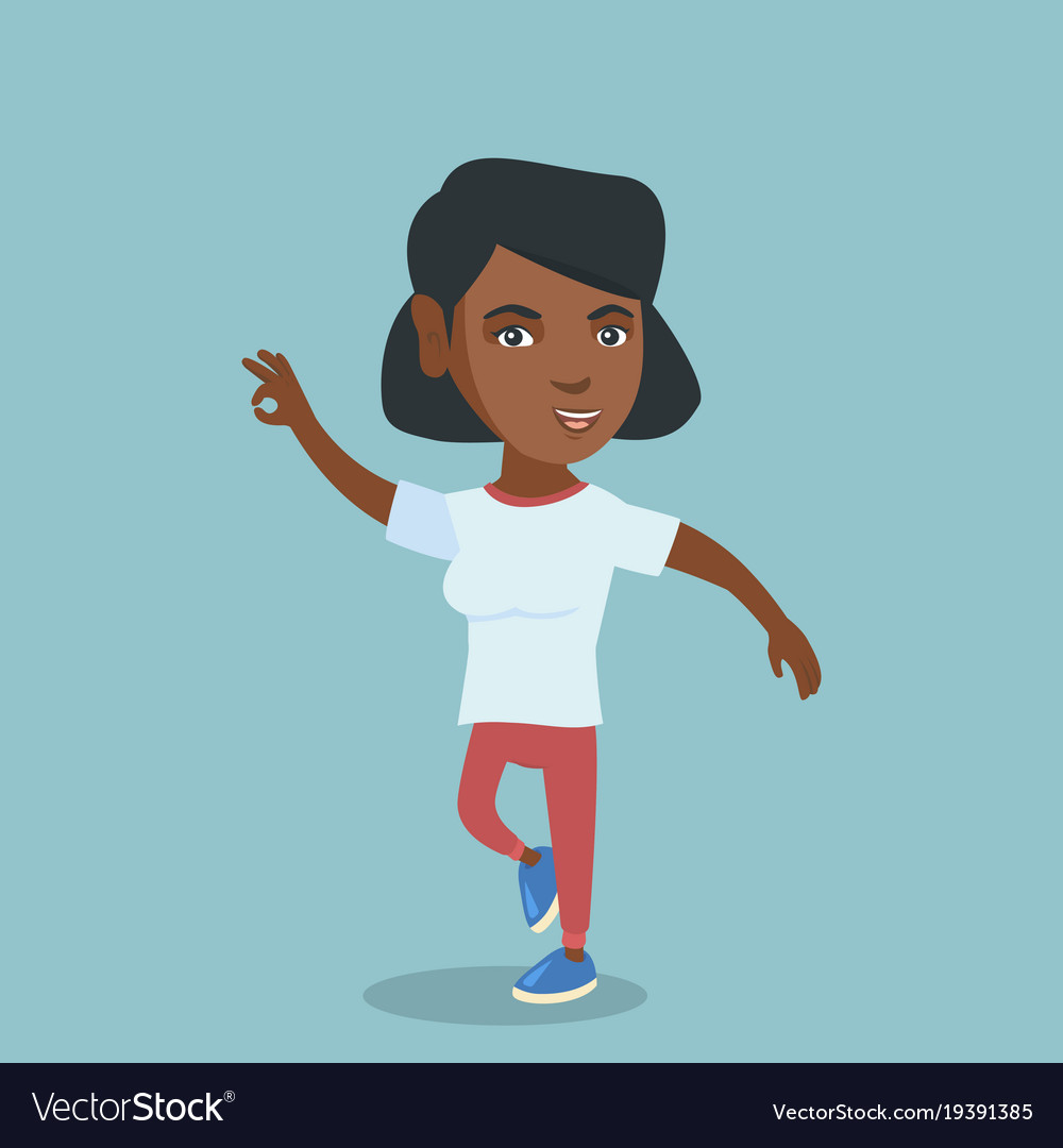 Young cheerful african-american woman dancing Vector Image