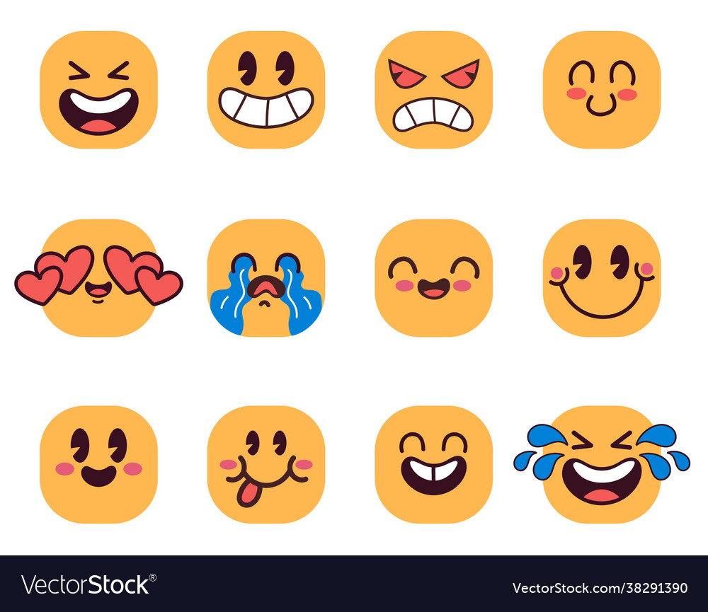 Cartoon emoticons face emoji Royalty Free Vector Image