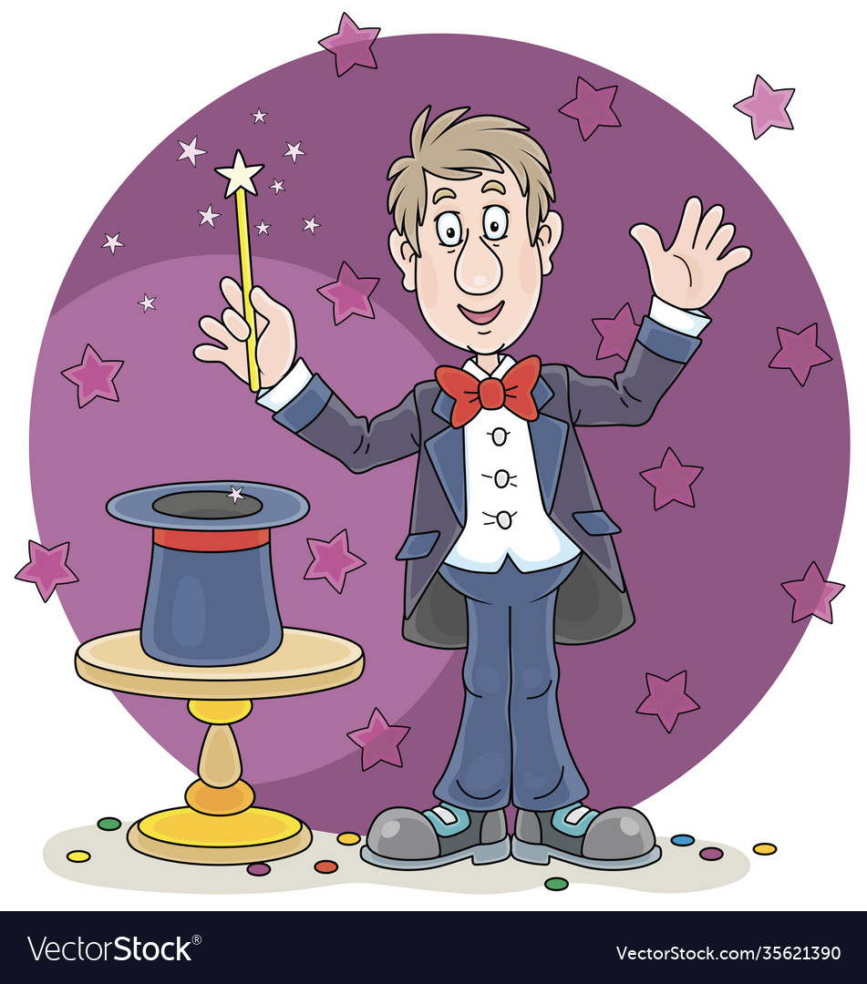 Circus Magician With A Magic Wand And Hat Vector Image