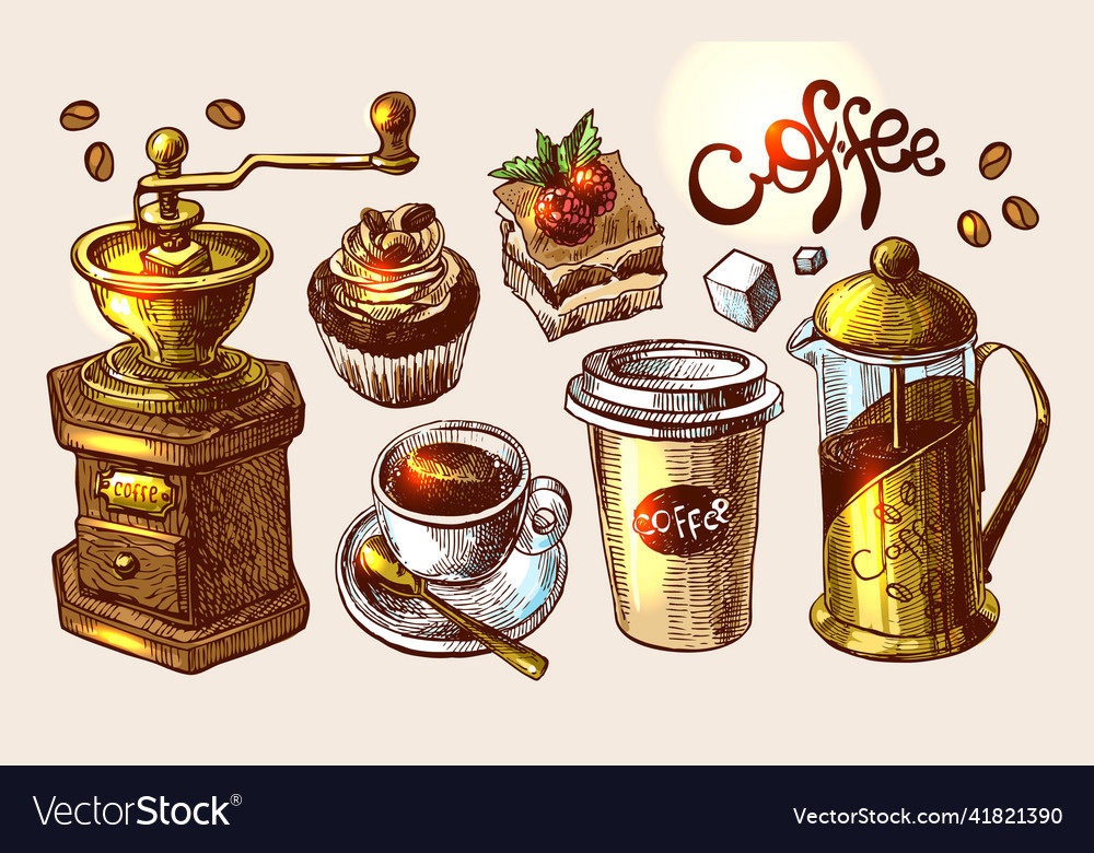 Coffee sketch Royalty Free Vector Image VectorStock