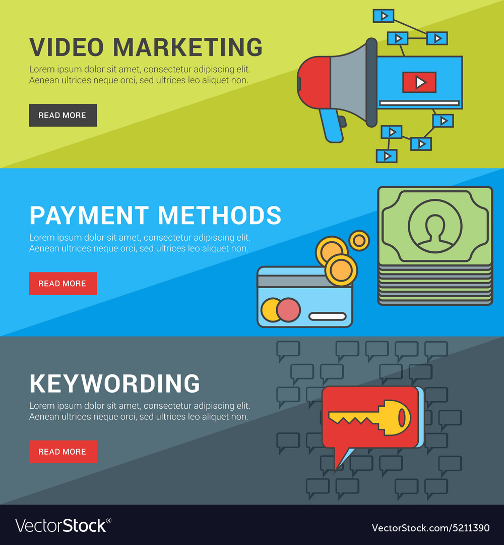 Flat Design Concept Set Of For Web Banners Video Vector Image