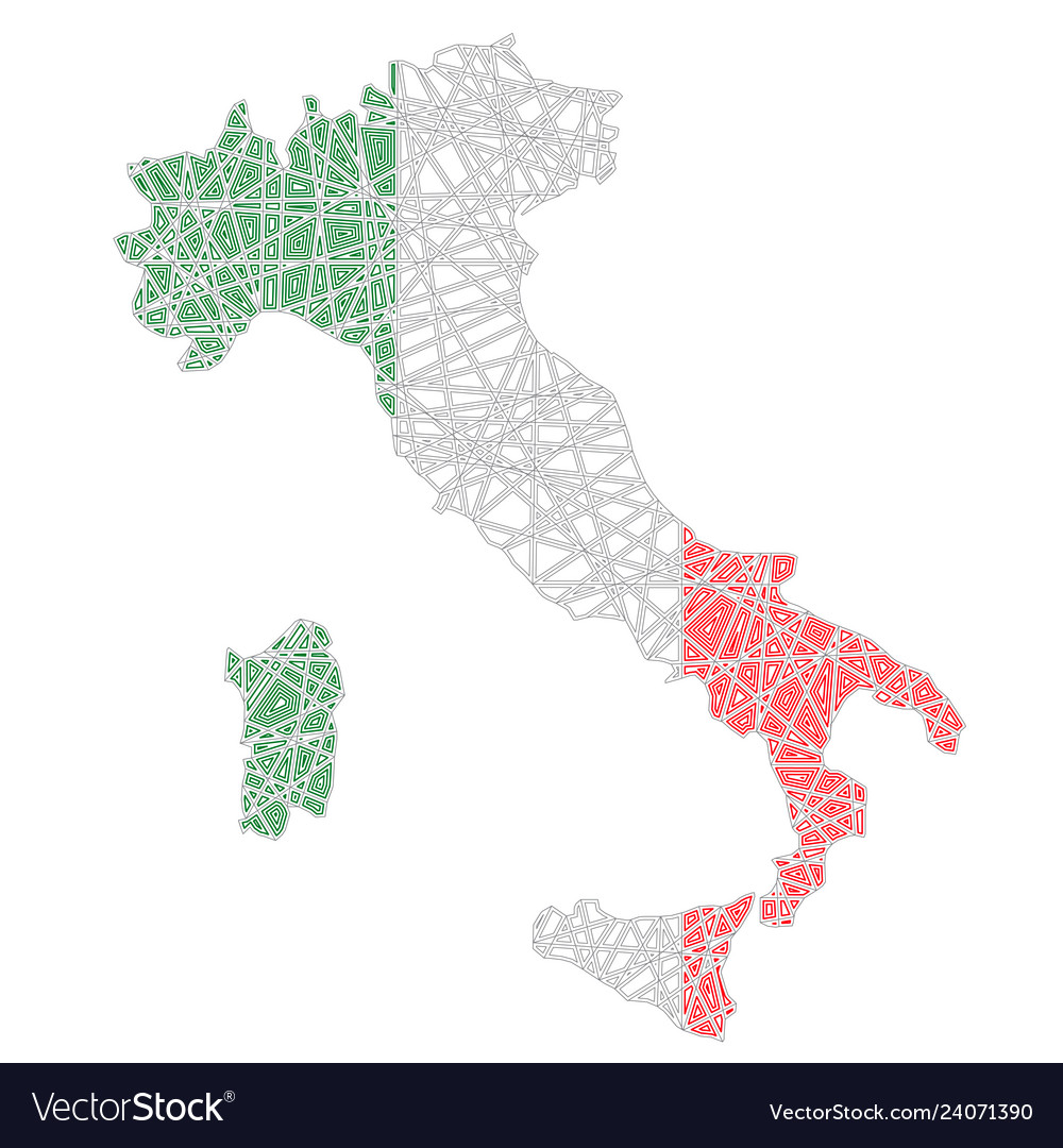 Italy Zip Code Map Italy Stylized Map Shaped On Tangled Textured Vector Image