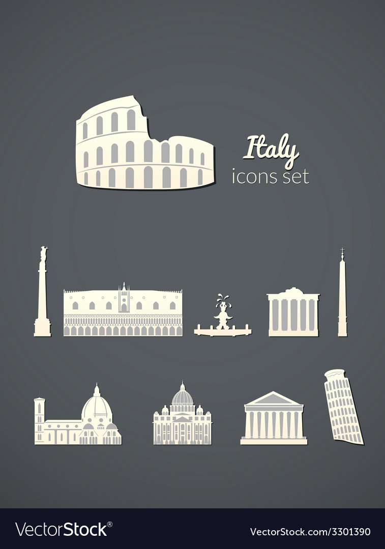 Landmarks of italy set Royalty Free Vector Image