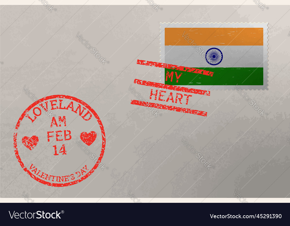 Postage stamp envelope with india flag Royalty Free Vector