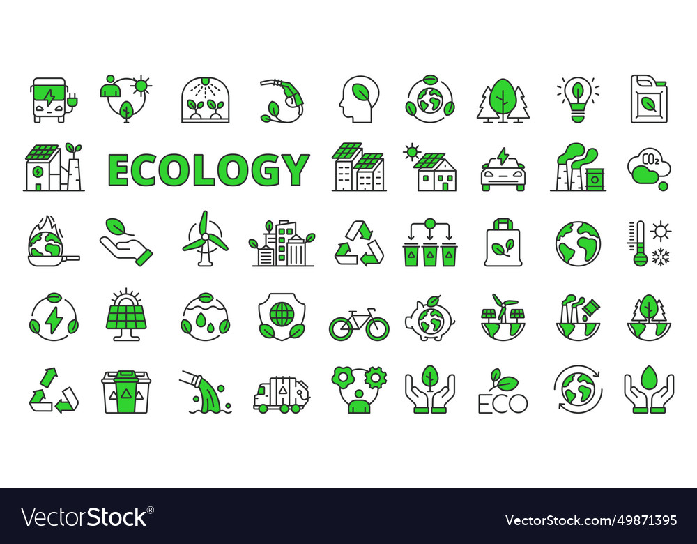 Ecology icons in line design green environment Vector Image