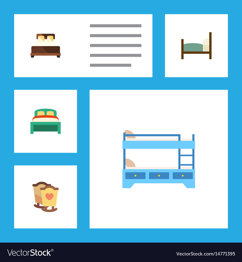 Flat Set Of Crib Furniture Bunk Bed And Othe Vector Image