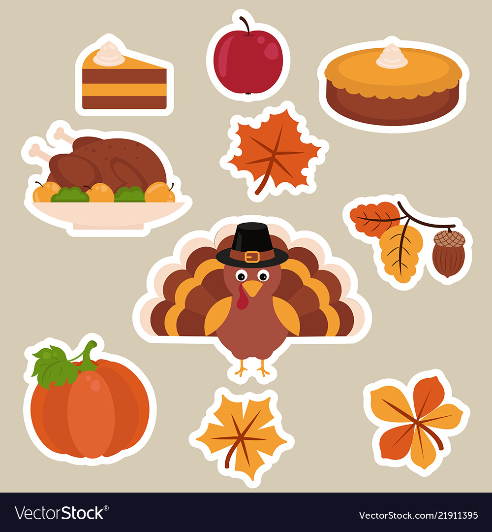 Happy thanksgiving set Royalty Free Vector Image