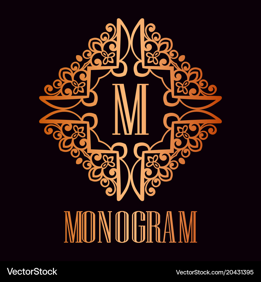 Vintage ornamental monogram Royalty Free Vector Image