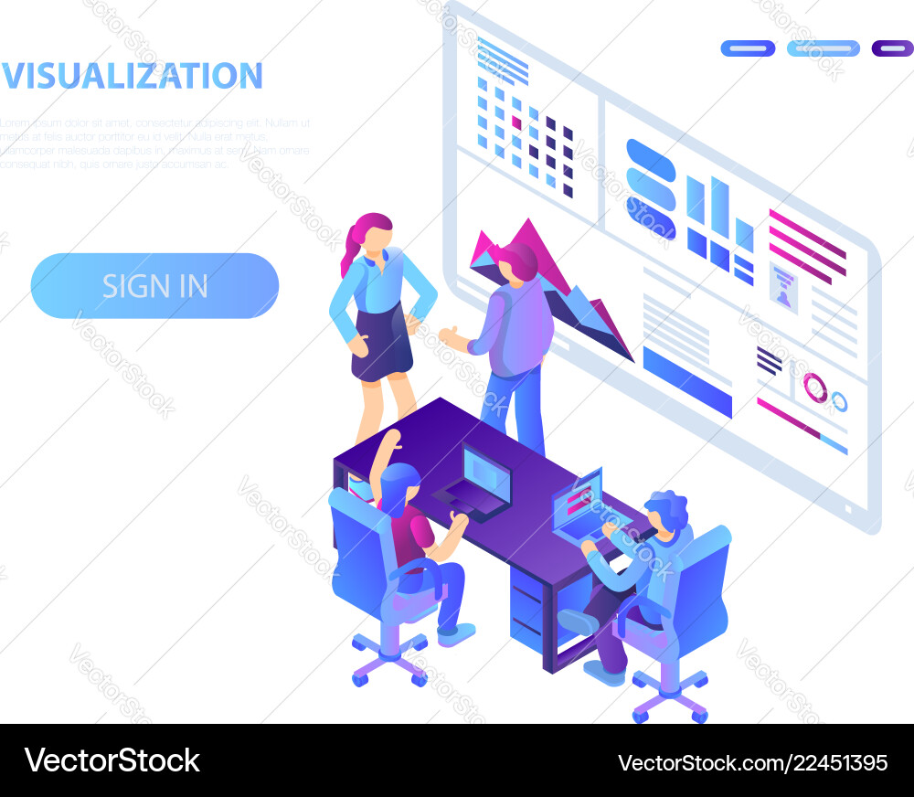 Visualization concept background isometric style Vector Image