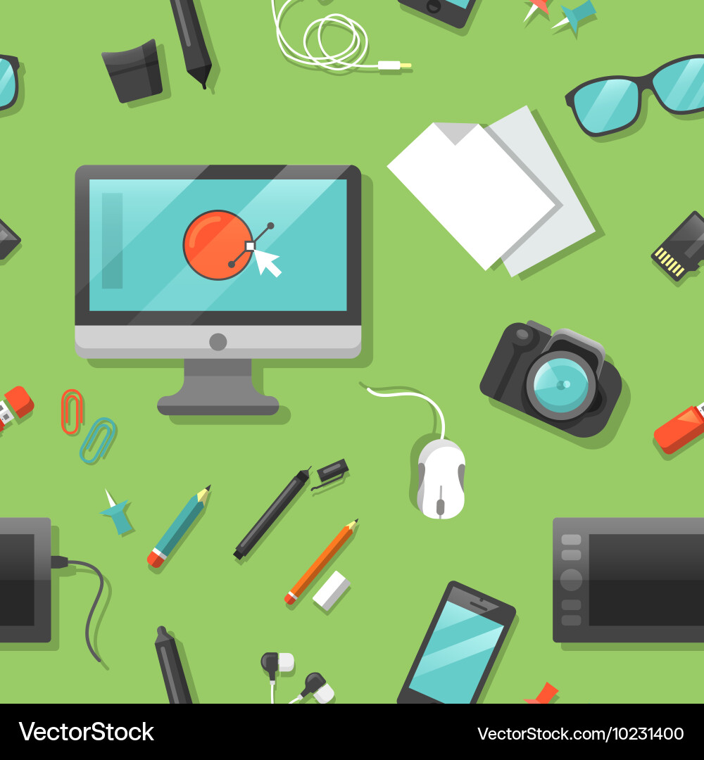 Graphic design seamless pattern with computer Vector Image