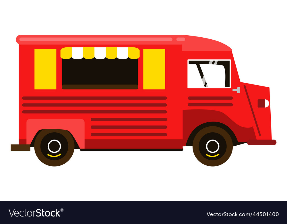 Red food truck icon street market open window Vector Image