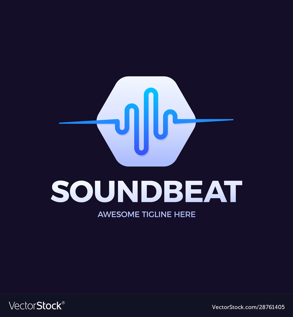 Audio sound wave logo template stock design line Vector Image