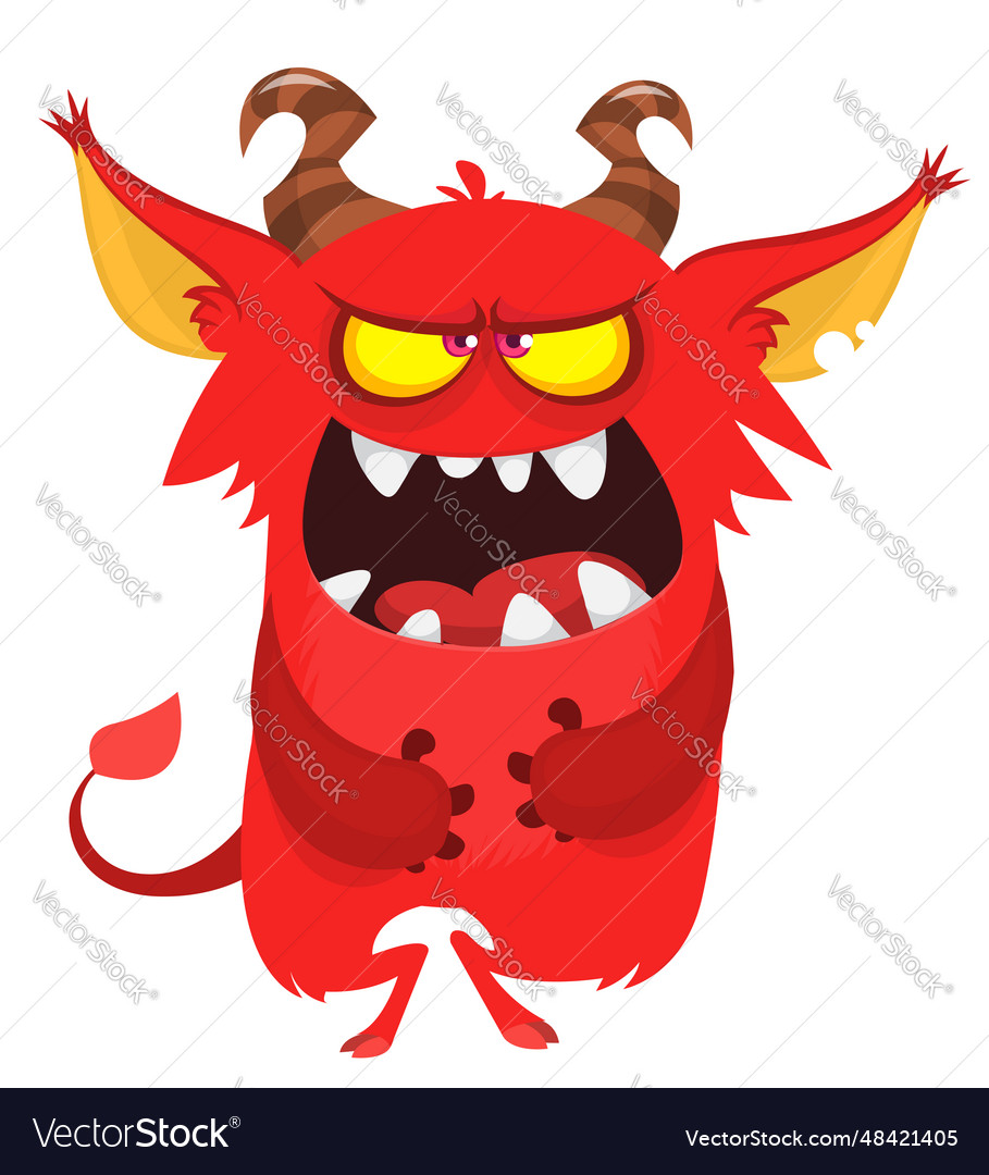 Funny cartoon monster character of cute and happy Vector Image