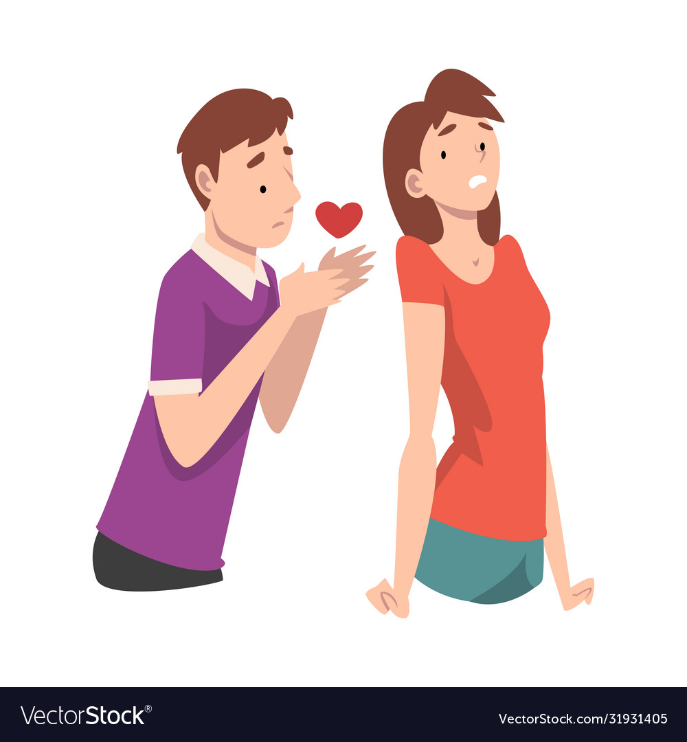 Girl does not accept guys offer undivided Vector Image