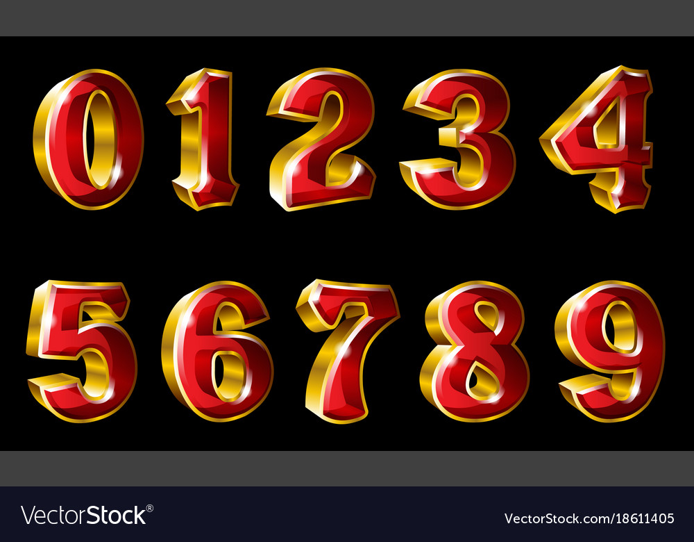 Download Gold numbers in 3d style Royalty Free Vector Image