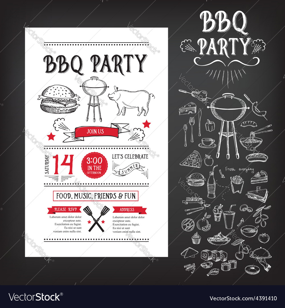 Barbecue party invitation bbq template menu design