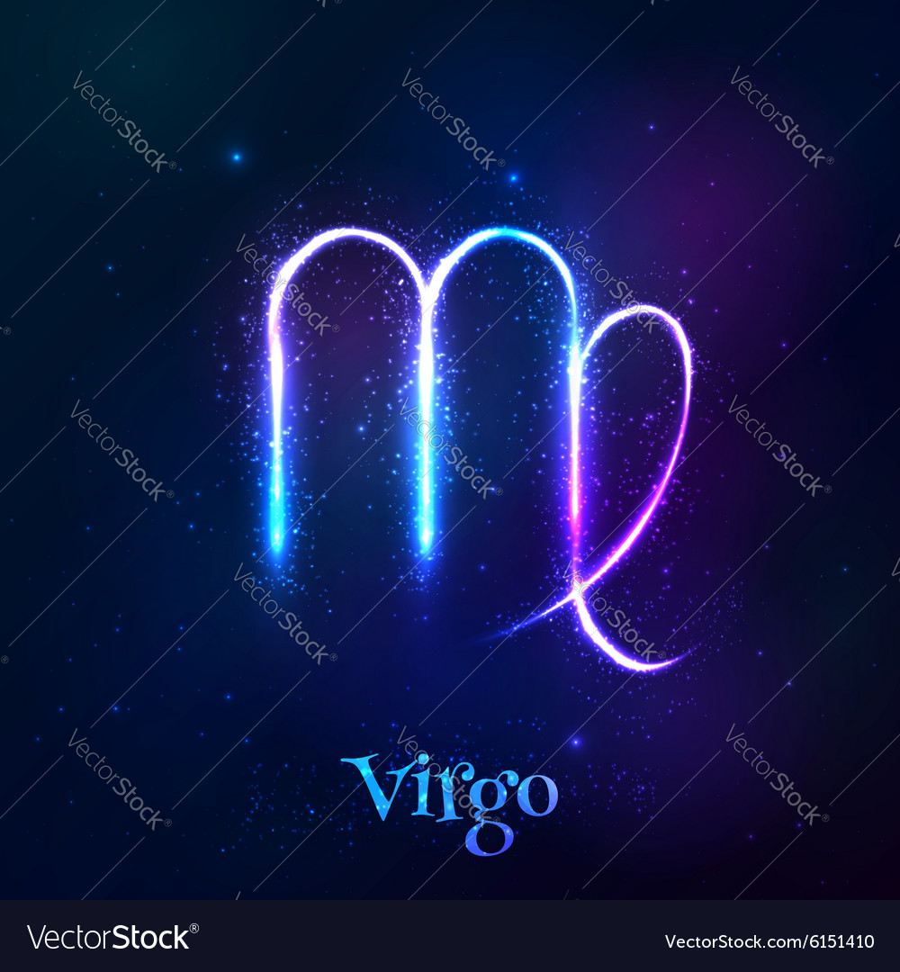 Blue shining cosmic neon zodiac symbol Royalty Free Vector