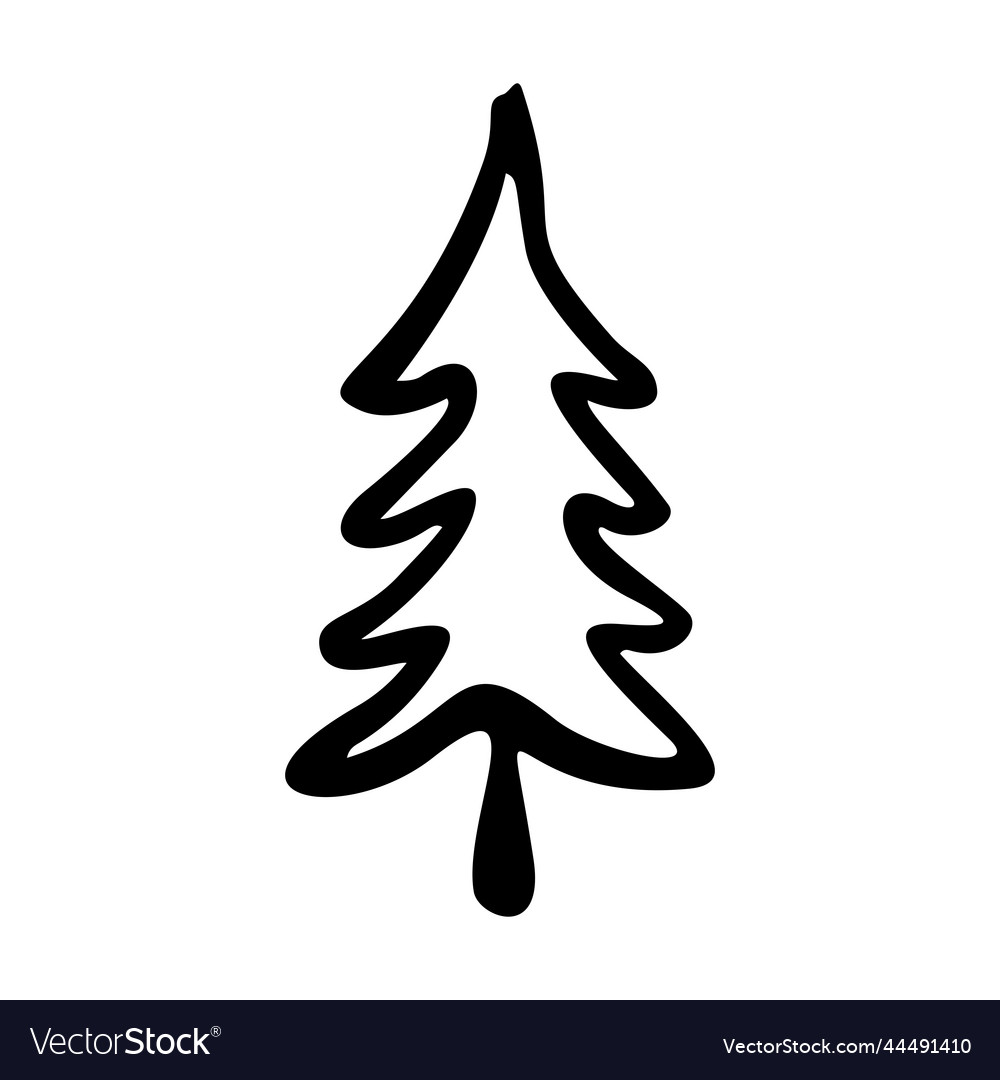 Christmas tree doodle hand drawn xmas decorations Vector Image