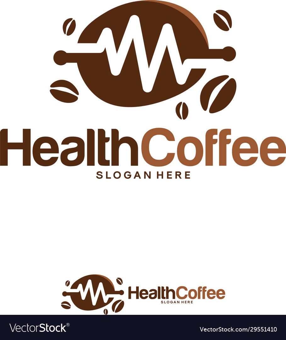 Health coffee logo designs concept bean Royalty Free Vector