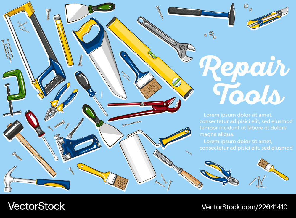 Repair Tools Banner In Hand Drawn Style Royalty Free Vector