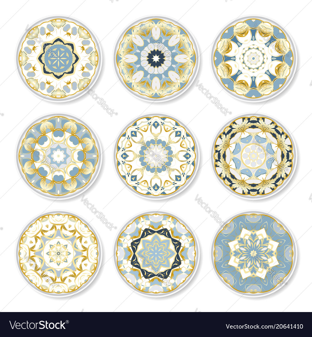 Set Of Decorative Plates Royalty Free Vector Image