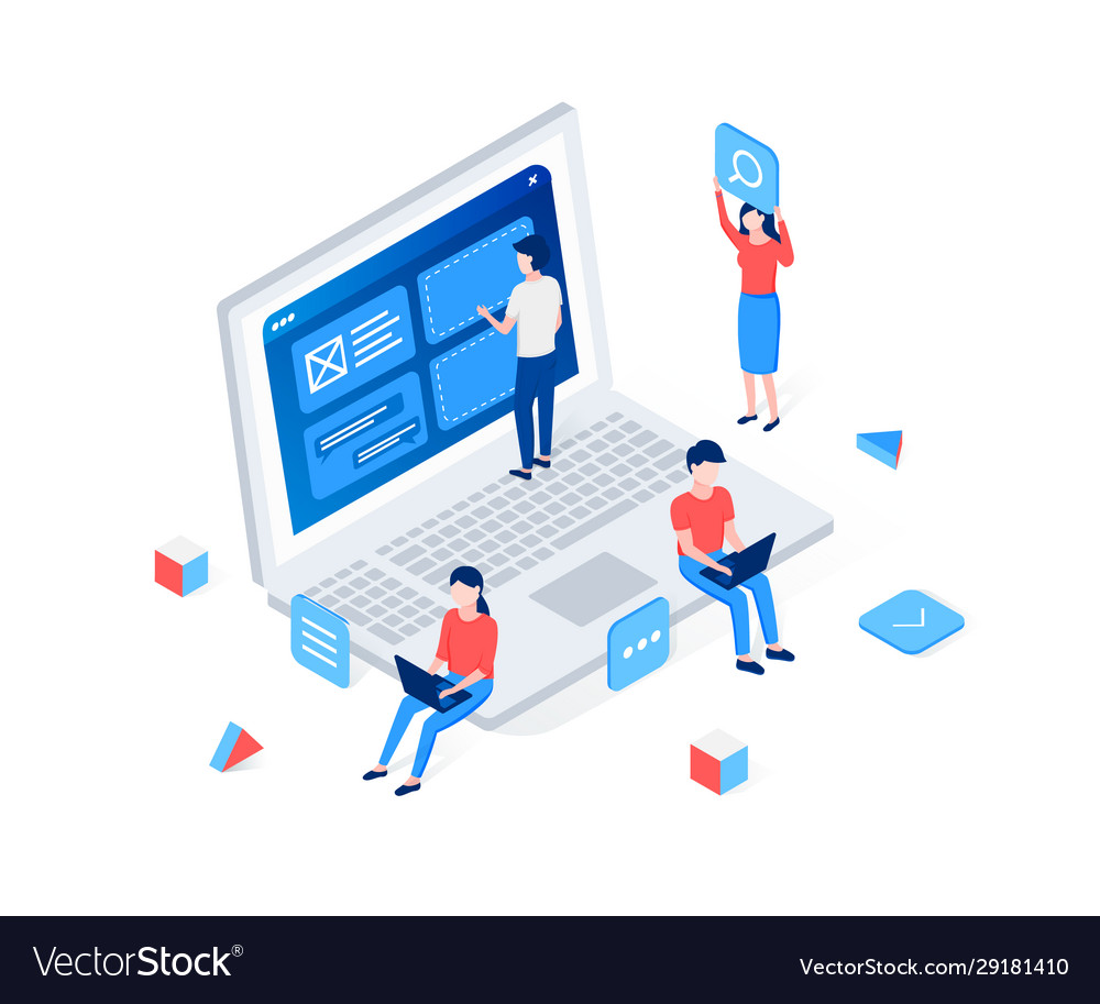 Web development ui or ux isometric concept Vector Image