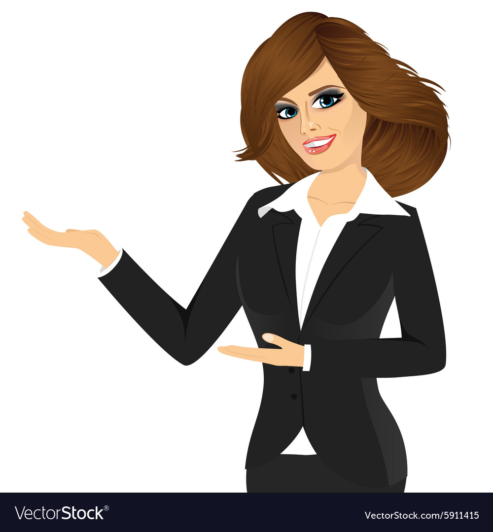 Businesswoman showing something Royalty Free Vector Image