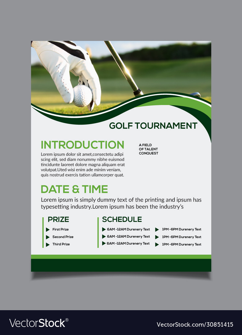 Golf tournament flyer design template Royalty Free Vector