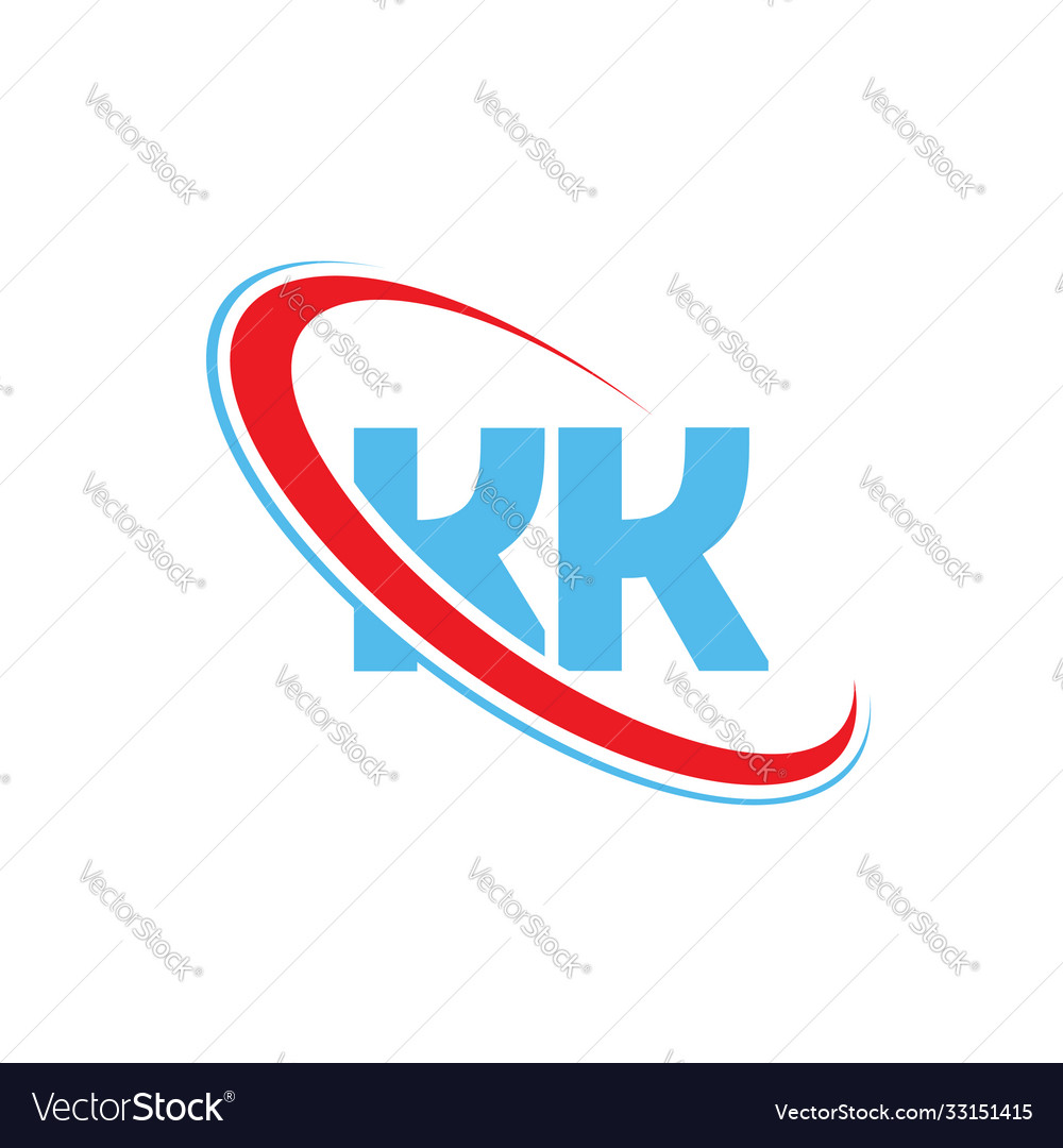 Kk letter logo design logo red and blue color Vector Image