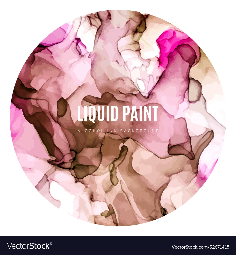 Round poster wet ink background pink and peachy Vector Image