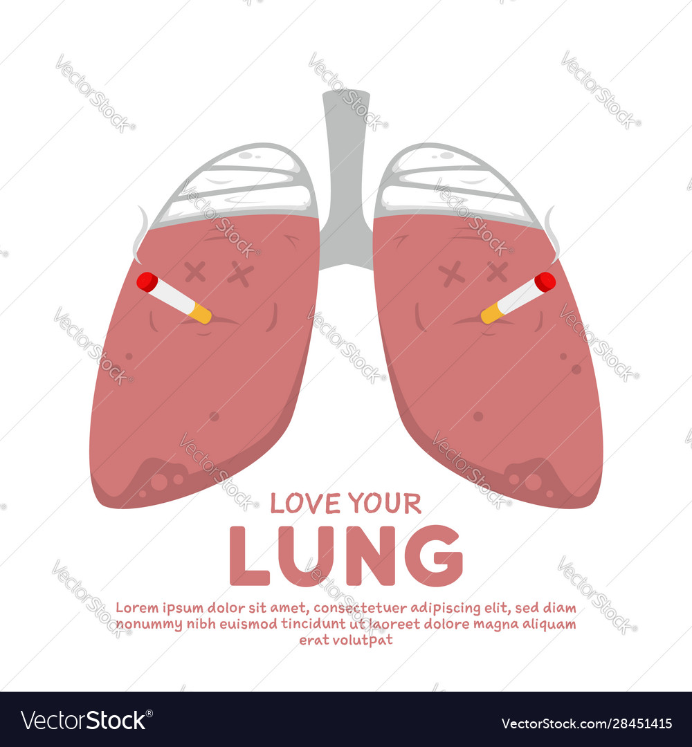 Sick smoker lung cartoon poster Royalty Free Vector Image Sick smoker lung cartoon poster Royalty Free Vector Image