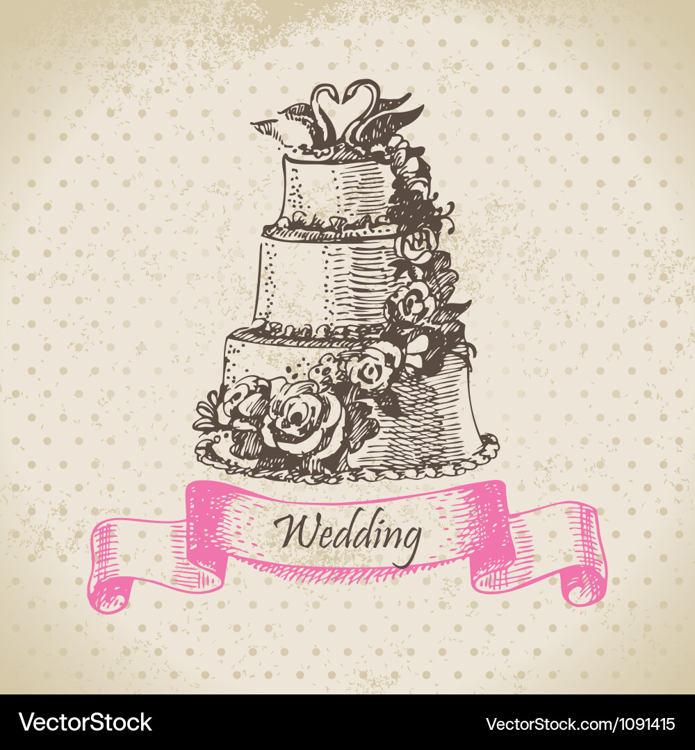 Wedding cake hand drawn Royalty Free Vector Image