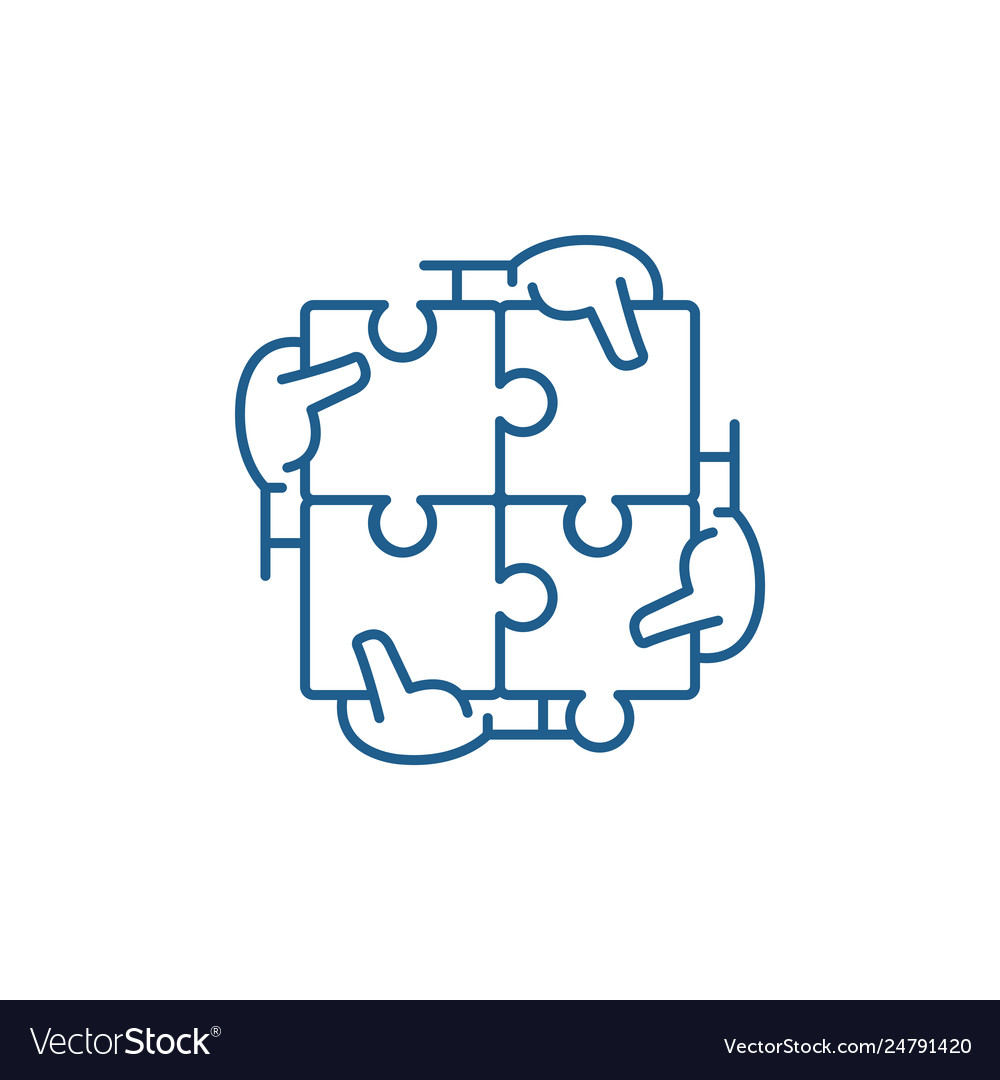 Business synergy line icon concept Royalty Free Vector Image