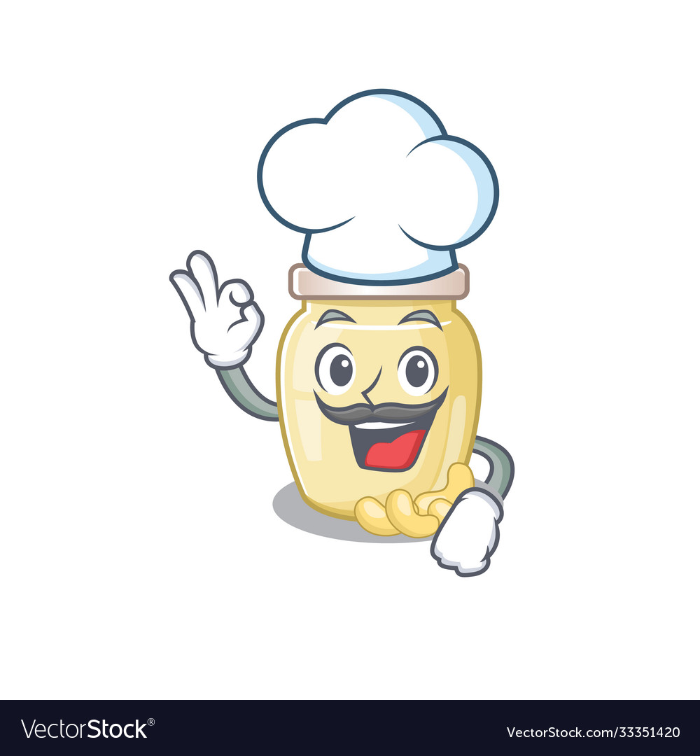 Cashew butter cartoon character working as a chef Vector Image Cashew butter cartoon character working as a chef Vector Image