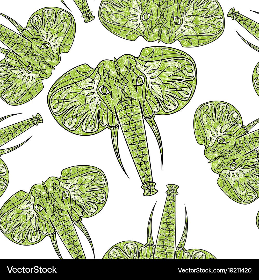 Cute elephants seamless pattern background Vector Image