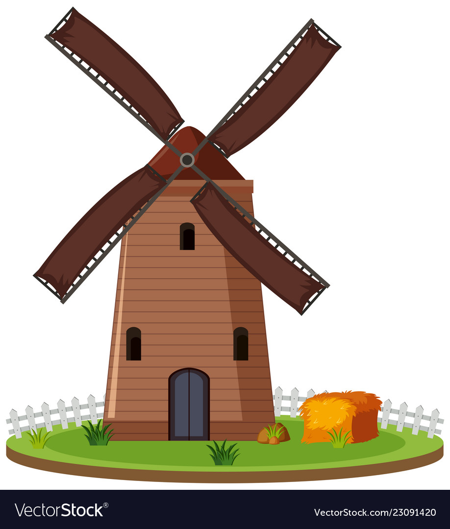 Isolated windmill farmland on white background Vector Image