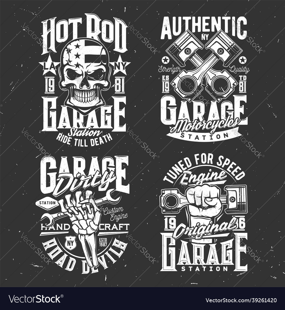 Motorcycle biker skull custom choppers garage vector image Motorcycle biker skull custom choppers garage