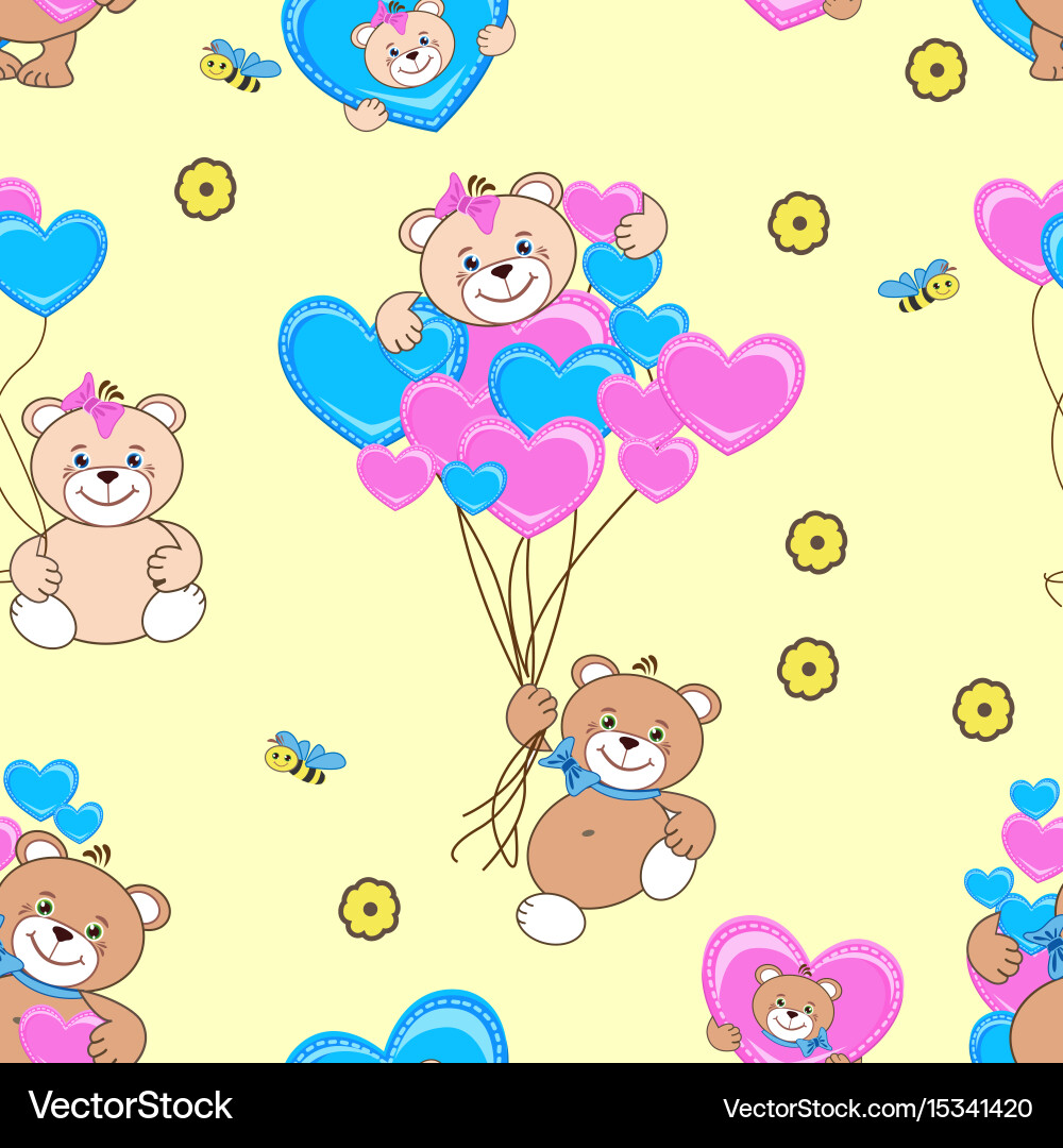 Teddy bears seamless pattern Royalty Free Vector Image