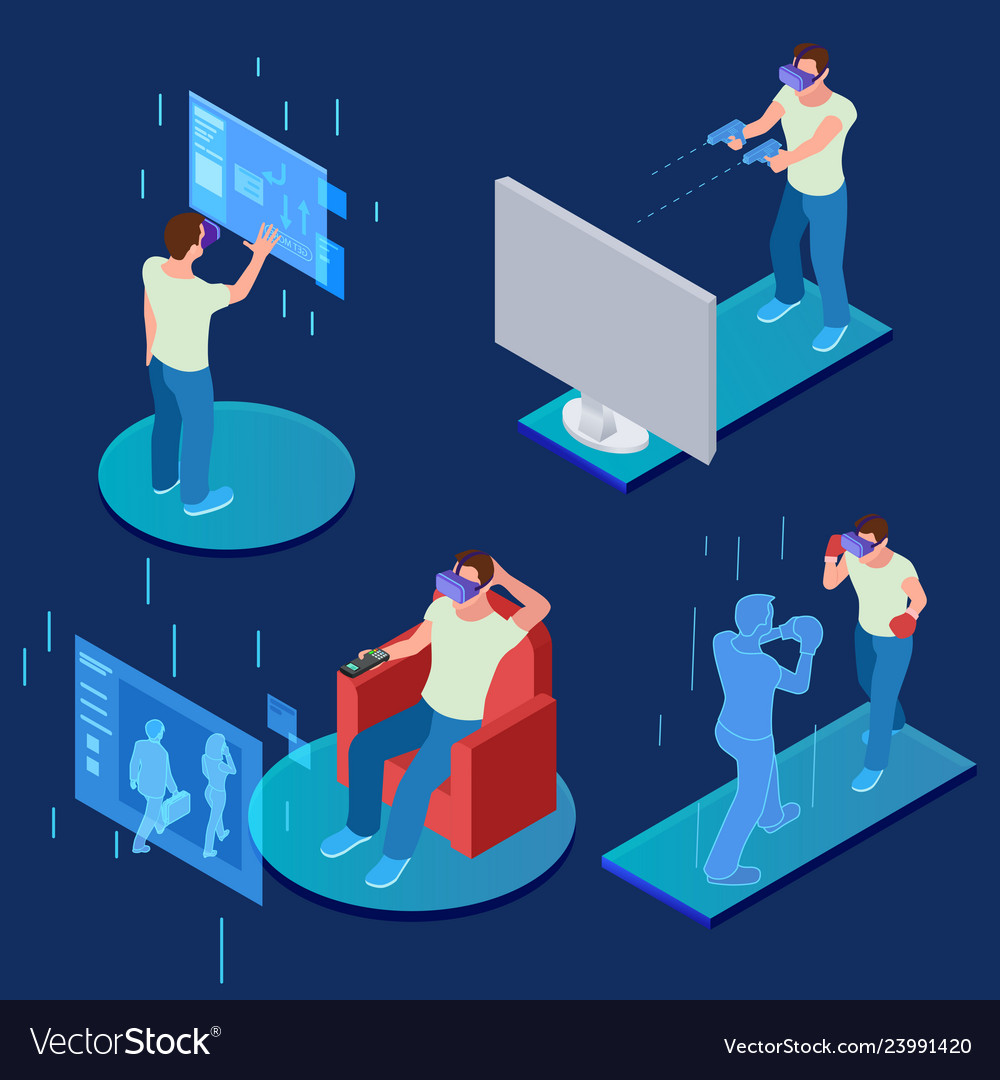 Virtual reality gaming sporting relaxing Vector Image