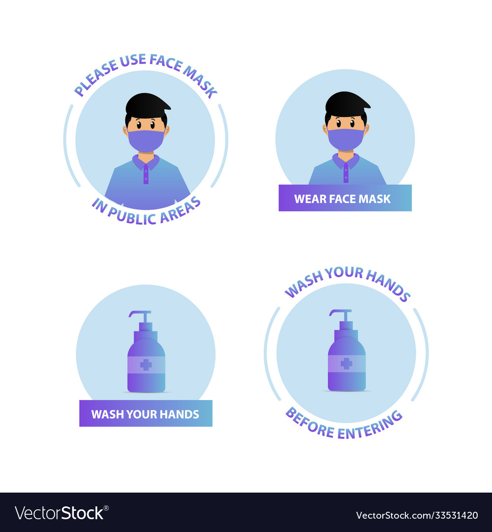 Wear face mask and wash your hands collection Vector Image