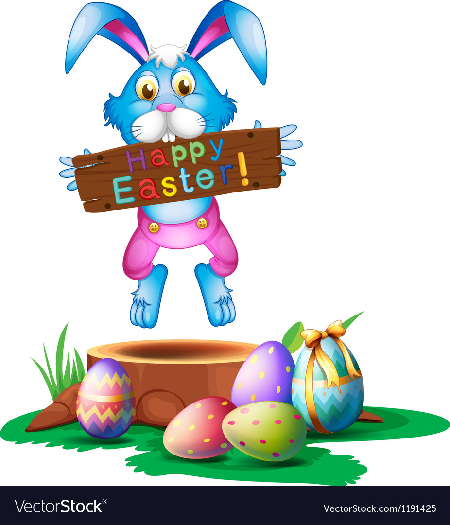A rabbit holding an easter greeting