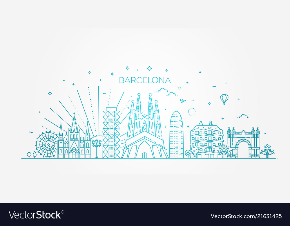 Barcelona Skyline Spain Royalty Free Vector Image