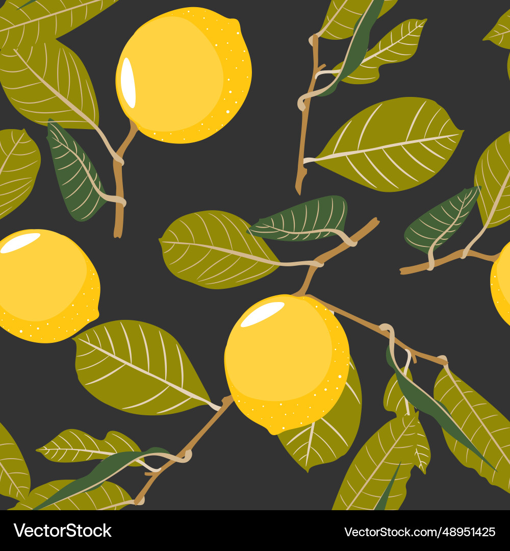 Fresh lemons background seamless pattern Vector Image