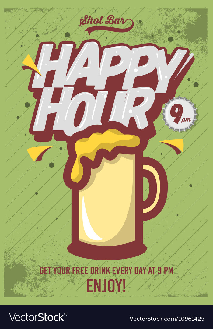 Happy Hour Poster For Advertising Beer Mug Vector Image